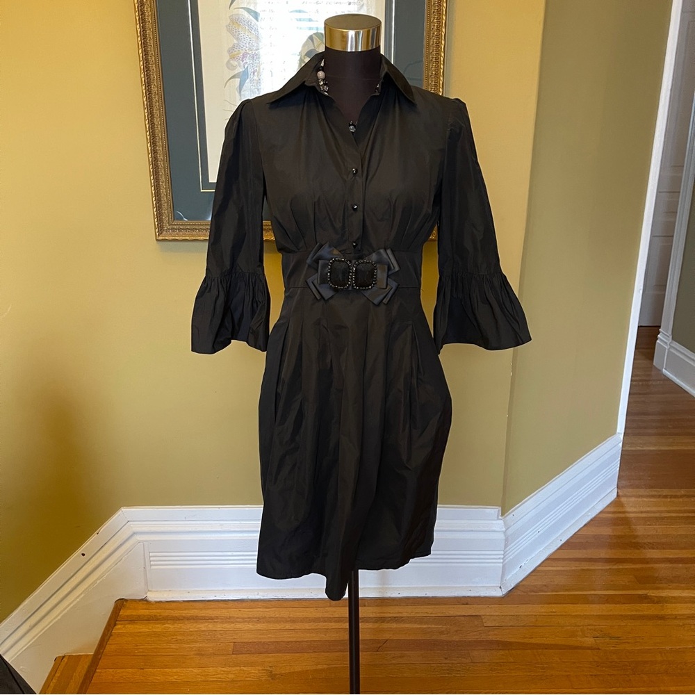 Joseph Ribkoff Black Sheath Dress with Bell Sleeves